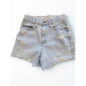 Madewell The Momjean Short Denim Cutoff Distressed High Rise Size 26 | Vacation